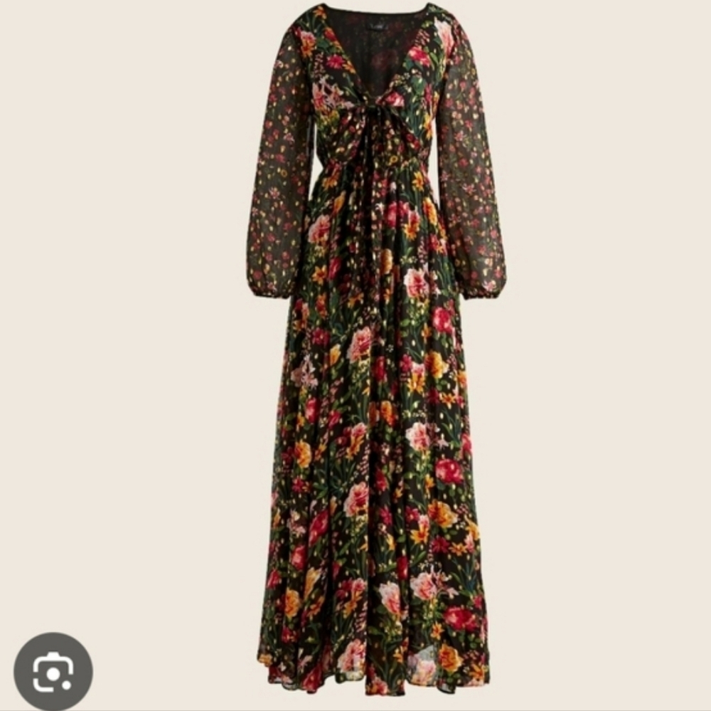 Jcrew Floral Tie-Front Maxi Dress